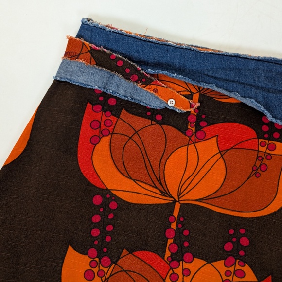 Floral & Denim Skirt Mini Knee Length Asymmetrical Handmade Pencil Circle A-line - Picture 4 of 9